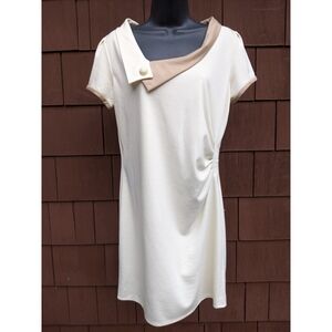 Vintage 70s cream midi sleeve wiggle dress large